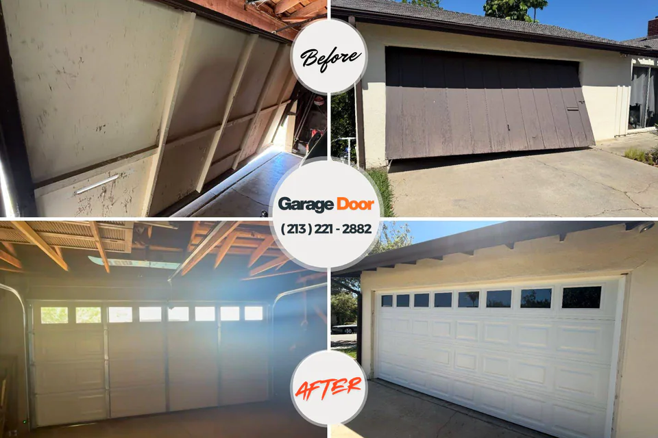 Before and after: garage door repair Grafton, WI